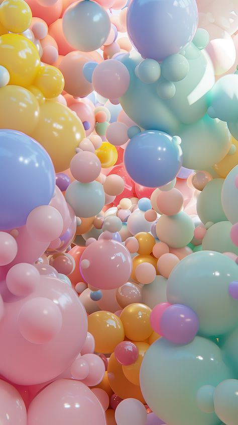 Liven up your iPhone and Android screens with this playful balloon design 📱🎉. Pastel Images Aesthetic, Pastel Colour Wallpaper, Factory Concept Art, 3d Lockscreen, Cute Balloons, Balloons Background, Canvas Wallpaper, Pastel Color Wallpaper, Dippin Dots