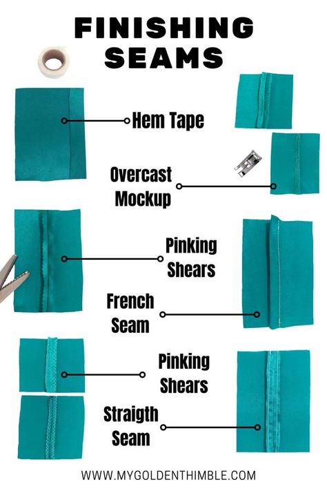 8 Ways to Easily Finish Seams without a Serger like a Professional. How To Finish Seams Without A Serger, Finishing Seams Without A Serger, Serge Without A Serger, Seam Finishes Haute Couture, Easy Clothes To Sew For Beginners, Types Of Seams, Felled Seam, Seam Finishes, Serger Stitches