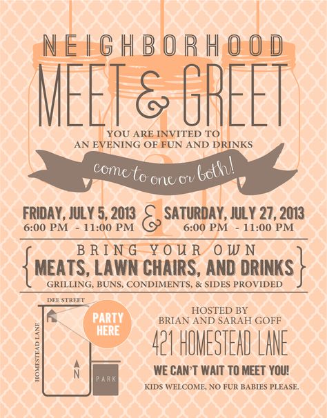 Neighborhood meet and greet invite Neighborhood Party Invitations, Neighborhood Party Ideas, Neighborhood Events, Block Party Ideas, Neighborhood Ideas, Neighborhood Activities, Block Party Invitations, Resident Retention, Neighborhood Block Party