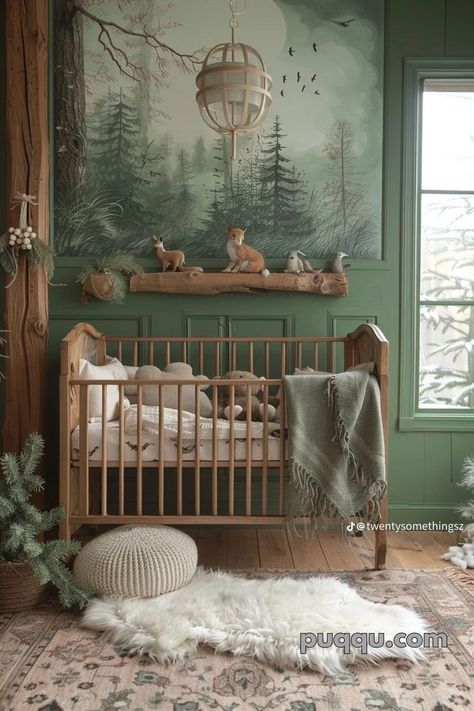 Vintage Baby Room Ideas, Lotr Nursery, Forest Baby Rooms, Woodsy Nursery, Baby Room Themes, Nursery Room Design, Baby Boy Room Nursery, Baby Room Inspiration, Forest Nursery