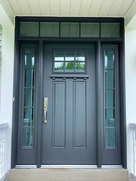 Pella Front Door, Front Door With One Sidelight, Door With One Sidelight, Front Door Systems, Front Door Sidelights, Pella Doors, Craftsman Front Door, Front Door Options, Exterior Doors With Sidelights