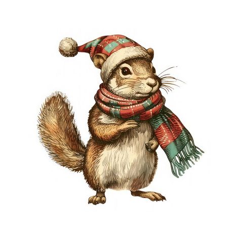 Festive squirrel wearing winter accessories | free image by rawpixel.com / Pitcha Benrohman Drawing Squirrel, Squirrel Drawing, Scarf Drawing, Squirrel Christmas, Comic Illustrations, Squirrel Illustration, Vintage Squirrel, Christmas Squirrel, Squirrel Art