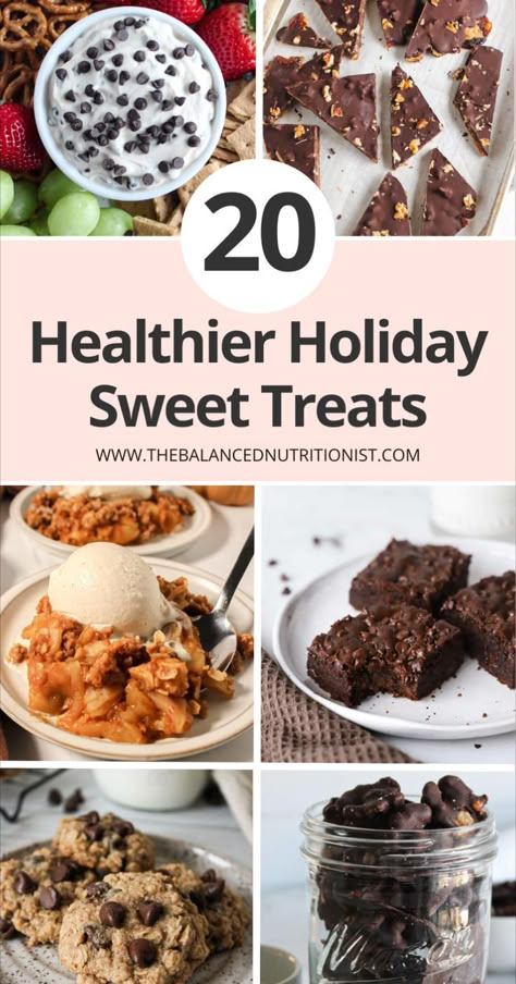 Enjoy healthy holiday treats this season with these easy healthy holiday treats perfect for Christmas and Thanksgiving! From cookies and candy to brownies, these healthy holiday desserts are delicious options for everyone. Try these healthy Christmas snacks and healthy Christmas treats for guilt free holiday fun. Christmas Dessert Ideas Healthy, Holiday Desserts Healthy, Holiday Healthy Desserts, Heart Healthy Christmas Treats, Healthy Holiday Desserts Christmas, Healthy Desserts For Christmas, Healthy Christmas Treats For Gifts, Healthier Christmas Desserts, Easy Healthy Christmas Treats