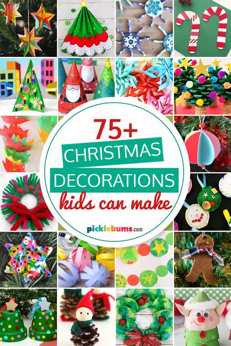 Christmas Decorations Kids Can Make Christmas Decor For Playroom, Diy Christmas Decorations Kids Can Make, Kid Christmas Decorations, Christmas Tree Decorations Kids Can Make, Kids Diy Christmas Decorations, Christmas Decor Preschool, Christmas Decor Kids Room, Kid Friendly Christmas Decor, Easy Christmas Decorations For Kids