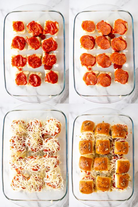 Pizza sliders are the ultimate appetizer for pizza lovers! Easy, cheesy, and made with Hawaiian rolls, you’ll make this again and again! Pizza Sliders Pepperoni, Hawaiian Sweet Roll Pizza Sliders, Hawaiian Roll Pepperoni Sliders, Pizza Hawaiian Sliders, What To Make With Hawaiian Sweet Rolls, Pepperoni Sliders Hawaiian Rolls, Hawaiian Roll Pizza Sliders, Sweet Hawaiian Rolls Sliders, Pizza Sliders Hawaiian Rolls