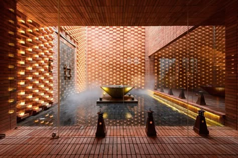 Gallery of Healing Architecture in China: Through a Sensorial and Spatial Experience - 40 Red Brick Paving, Sensory Architecture, Healing Architecture, House Number Plates, Black Brick, Glass Brick, Brick Architecture, Spa Design, Nanjing