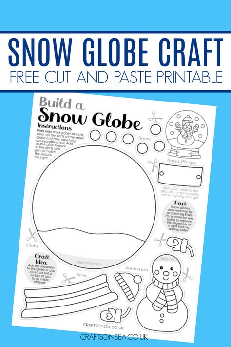 Print our FREE snow globe craft and then have fun coloring it in before you cut and paste it together! Perfect for Christmas and winter. Craft Ideas For 1st Grade, Snow Globe Activities For Kids, Snowglobe Kids Craft, Winter Crafts For 2nd Grade, Stuck In A Snow Globe Craft, Winter Easy Crafts For Kids, Snow Globe Activity, Snow Globe Preschool Craft, Snowglobes Craft For Kids