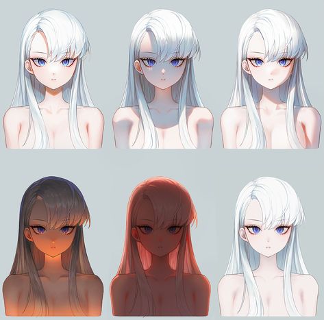 Sunlight Drawing Reference, People Of Color Art, Light Tutorial Digital Art, Light Effect Drawing, Hair Lighting Reference, How To Do Lighting Digital Art, Back Lighting Reference, Art Reference 2 People, How To Color Hair Digital