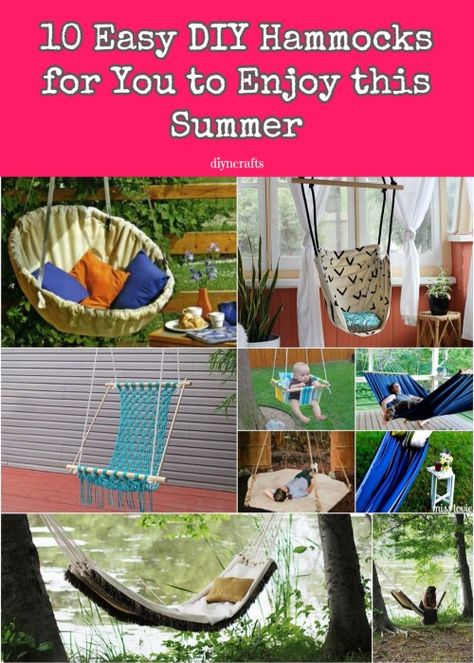 If You Love Basking In The Sun Outdoors Then You’ll Adore These 10 DIY Hammocks! Homemade Hammock, Indoor Hammock Bed, Diy Hammock Chair, Diy Hanging Chair, Hammock Chairs, Diy Swing, Diy Hammock, Indoor Hammock, Hanging Hammock Chair