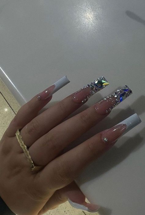 Long Acrylic Nail Designs, Colored Acrylic Nails, French Tip Acrylic Nails, Long Acrylic Nails Coffin, Acrylic Nails Coffin Pink, Long Acrylic, Long Square Acrylic Nails, Unique Acrylic Nails, Bling Acrylic Nails