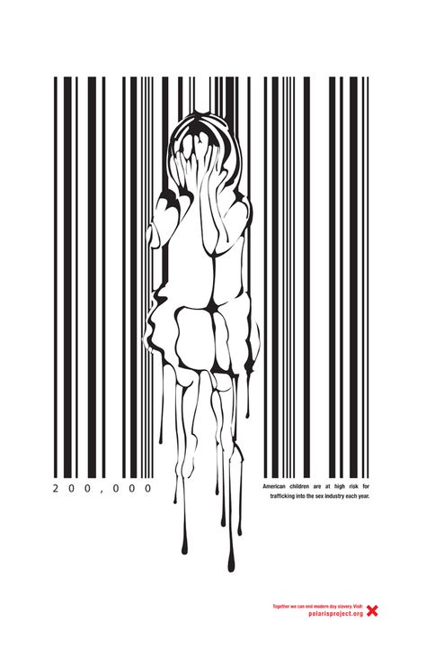 Designer Kristina Cancelmi was recently recognized by CMYK magazine for her moving illustrations about human trafficking. "This campaign illustrates the un Human Trafficking Art, Public Service Advertising, Qr Code Art, Stop Human Trafficking, Human Trafficking Awareness, Bar Code, American Children, Code Art, Public Service