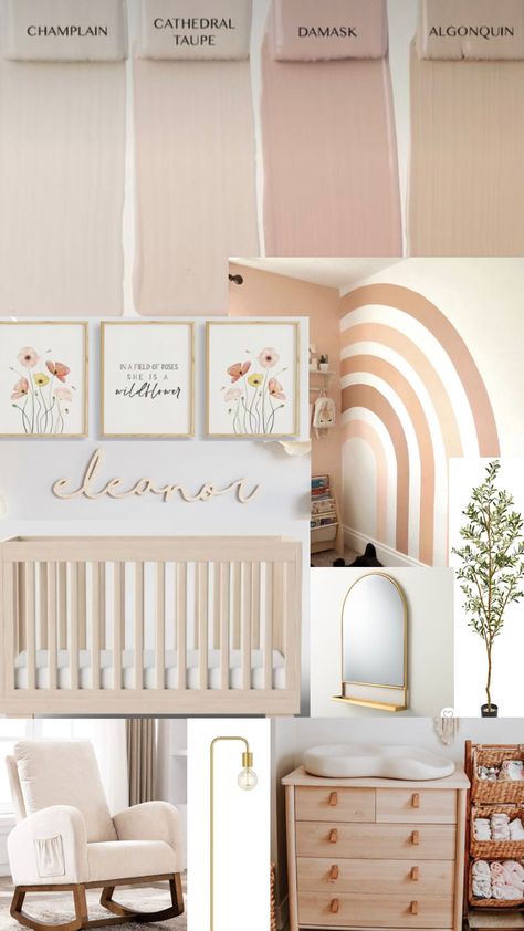 Rose Pink Nursery Walls, Pink Pastel Nursery, Blush And Tan Nursery, Light Pink And Neutral Nursery, Beige Walls Nursery, Blush And Cream Nursery, Muted Nursery Girl, Earthy Pink Nursery, Mauve And Tan Nursery