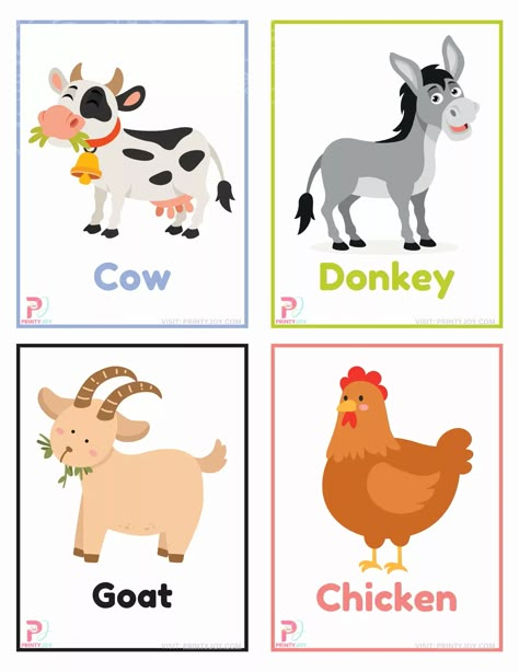 Farm Animals Flashcards Free Printable, Animal Flashcards Printable Free, Flashcard Animals, Farm Animals Printables, Animals And Their Young Ones, Farm Animals Worksheet, Animal Cards For Kids, Animals Flashcards For Kids, Animals Worksheets For Kids