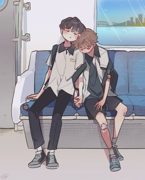 V Chibi, Arte Inspo, Couple Drawings, Anime Drawings Boy, 영감을 주는 캐릭터, Cute Art Styles, Gay Art, Couple Art