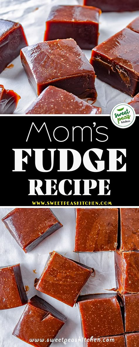 My Mom’s Fudge My Moms Fudge, Mom’s Fudge, My Mom's Fudge, Moms Fudge, Desert Board, Easy Fudge Recipe, Magic Cookie Bar Recipe, Candy Brownies, Fudge Caramel