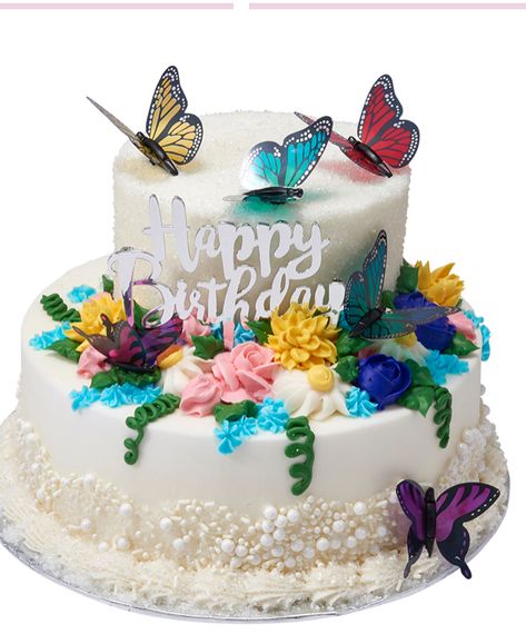 2 Tier Butterfly Cake, Walmart Custom Cakes, Walmart Cakes, Butterfly Cake, Butterfly Cakes, Custom Cakes, Birthday Cake, Cake, Birthday