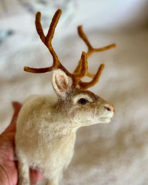 A little peek at one of the new reindeer I’m creating for this season #reindeer #feltanimal #reindeers #reindeersculpture #reindeerornament #reindeerart #needlefeltreindeer Diy Reindeer Antlers, Diy Reindeer, Reindeer Sculpture, Needle Felting Tutorials, Reindeer Antlers, Reindeer Ornaments, Autumn Crafts, Felting Tutorials, Needle Felt