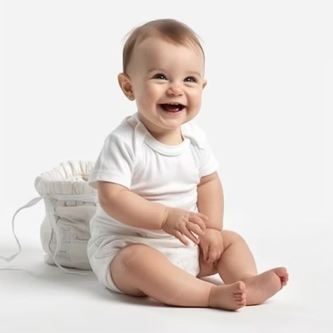 Premium AI Image | A baby sits on the floor and smiles at the camera. Baby Sitting, Toy Design, Graphic Design Background Templates, Sit Up, Design Background, On The Floor, Baby Month By Month, The Floor, Design Inspo