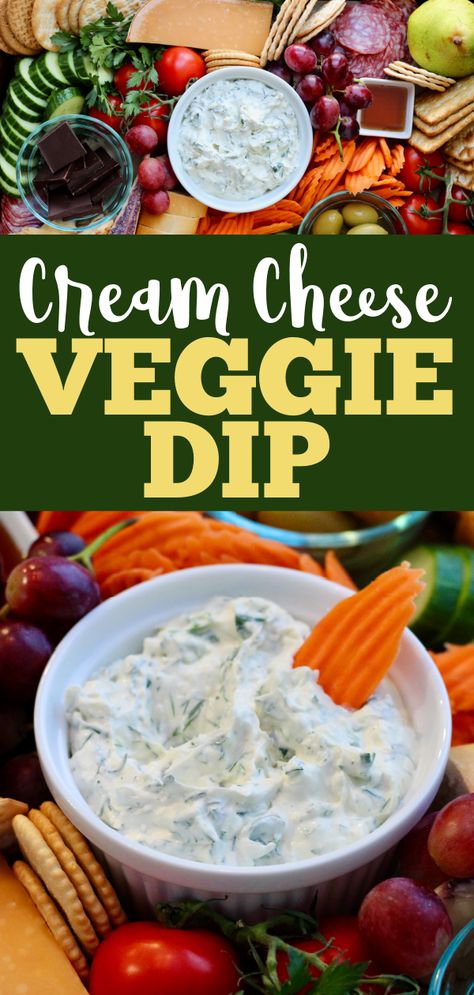 Cream Cheese Veggie Dip Simple, Veggies And Cream Cheese, Veggie Cream Cheese Dip, Fresh Herb Dip, Best Dip For Veggie Tray, Cream Cheese Vegetable Dip, Veggie Dip Ideas, Dip For Vegetables Tray, Cream Cheese Dressing