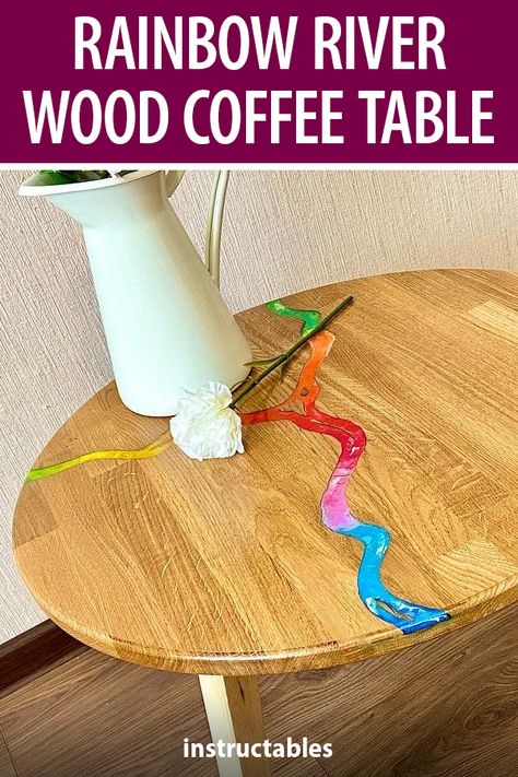 Upcycle Wooden Coffee Table, Crayon Projects, Garden Sculpture Ideas, Woodworking Projects Simple, Creative Woodworking Ideas, Rainbow River, Melted Crayons, Make A Rainbow, Wood Coffee Tables