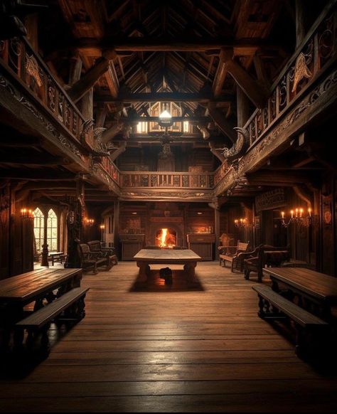 Medieval Aesthetic Room, Tavern Wallpaper, Medieval Tavern Aesthetic, Tavern Fantasy Art, Medieval Town Aesthetic, Medieval House Interior, Fantasy Inn, Viking Hall, Fantasy Village