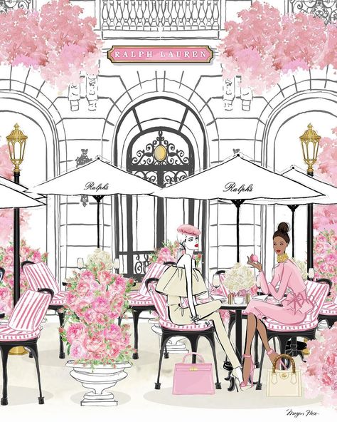 MEGAN HESS on Instagram: “RALPHS PARIS - in pink! The dreamiest coffees and popcorn are always from Ralphs in Paris. ……………. One of the NEW prints in my Parisian…” Megan Hess Illustration, Megan Hess, I Believe In Pink, Fashion Wall Art, Fashion Art Illustration, Miss Dior, Room Posters, Girly Art, New Wall