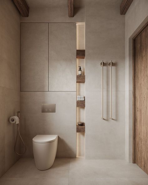 Yana Prydalna | Organic Wabi-Sabi Bathroom. Rate this design properly! 🙏🏽 Step into a serene retreat where simplicity and natural beauty merge… | Instagram Luxury Wabi Sabi Interior, Bathroom Design Minimal, Bathroom Narrow Long, Wabi Sabi Toilet Design, Wabi Sabi Interior Bathroom, Mini Bathroom Design, Wabisabi Bathroom, Wabi Sabi Toilet, Yana Prydalna