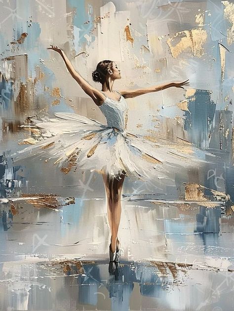 Ballerina Art Paintings, Elegant Pose, Ballet Painting, Dreamy Atmosphere, Ballerina Painting, Dancer Painting, Art Painting Supplies, Ballerina Art, White Tutu