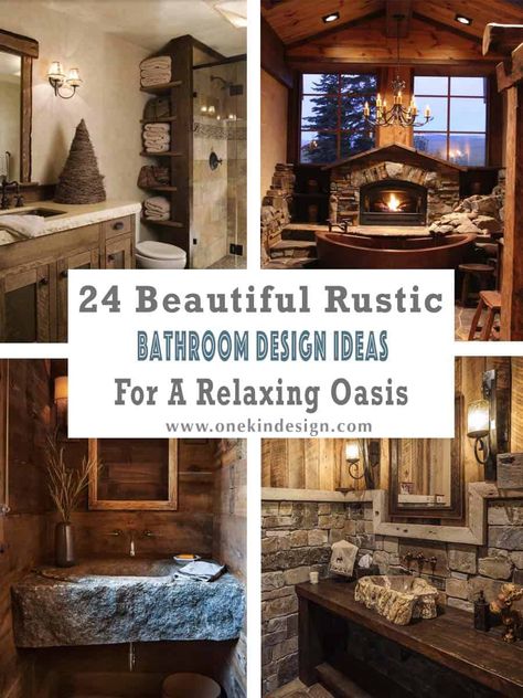 Cabin Core Bathroom, Rustic Craftsman Bathroom, Modern Lodge Bathroom Ideas, Cabin Master Bath Ideas, Cabin Bathrooms Rustic, Rustic Tropical Decor, Colorado Bathroom Ideas, Rustic Bathroom Shower Tile Ideas, Dark Rustic Bathroom Ideas