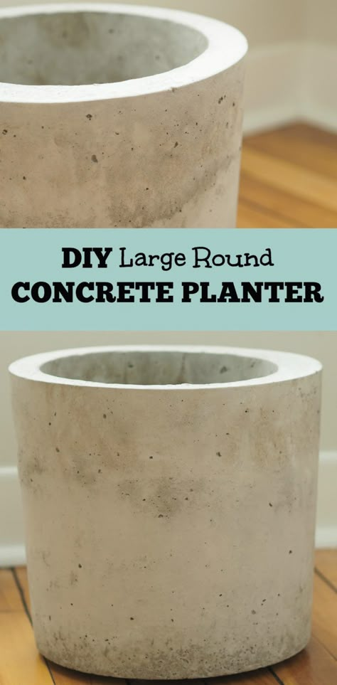 DIY large round concrete planter Large Concrete Planters, Cement Pots Diy, Do It Yourself Decoration, Diy Cement Planters, Cement Projects, Diy Concrete Planters, Indoor Flower Pots, Cement Diy, Concrete Diy Projects