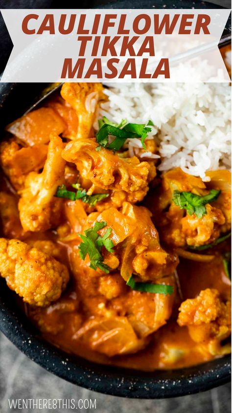 The cauliflower tikka masala is filled with bold flavors, mild spices and is the ultimate comfort food recipe made in under 30 minutes! Pasta Dinner Recipes Easy, Vegetarian Tikka Masala, Curry Indian Recipes, Vegetable Tikka Masala, Cauliflower Tikka Masala, Tikka Masala Vegetarian, Goat Curry, Beef And Pasta, Best Vegetable Recipes