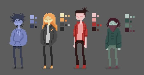 8bit Characters, Pixel Character Sprite, Character Lineup, Pixel City, Pixel Character, Piskel Art, Pixel Art Ideas, Pixel Characters, Pixel Art Tutorial