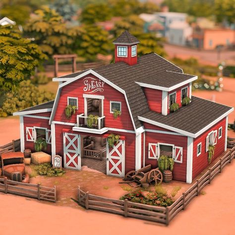 The Barn Bar 🐮🍒 | noCC 🛠️ Packs used: EP: Horse ranch 🏷️: @ea @thesims #sccregram #thesims #sims #eacreatornetwork #eagamechangers… | Instagram Bloxburg Barn Layout, Sims 4 Barndominium, Swem Minecraft Stable Ideas, Sims 4 Houses Farm, Barn Bloxburg, Sims 4 Barn House, The Sims 4 Ranch House, Sims 4 Ranch House Layout, Sims 4 Mountain House