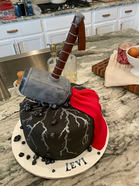 Thor Party Ideas, Thor Cake Ideas, Thor Hammer Cake, Marvel Cake Ideas, Thor Birthday Cake, Thor Party, Thor Cake, Thor Birthday, Bd Ideas