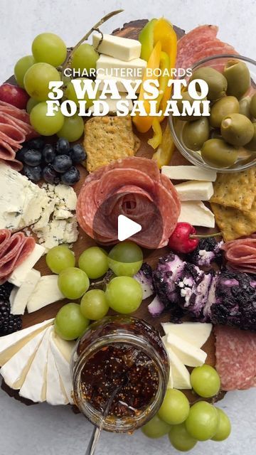 Football Charcuterie Board Ideas Easy, Charcuterie Board How To Fold Salami, Pepperoni And Salami Charcuterie Board, How To Arrange Salami On Charcuterie, Charcuterie Meats Folding, Extra Large Charcuterie Board Ideas, Keeping Charcuterie Board Cold, Charcuterie Cheese Board Ideas, How To Arrange Meat On Charcuterie Board