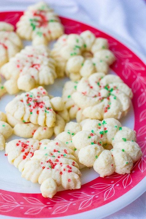 Old Fashioned Classic Spritz Cookies - The Kitchen Magpie Cookie Press Cookies, Christmas Spritz, Press Cookies, Butter Spritz Cookies, Christmas Spritz Cookies, Spritz Cookie, Spritz Cookie Recipe, Christmas Baking Cookies, Best Sugar Cookie Recipe