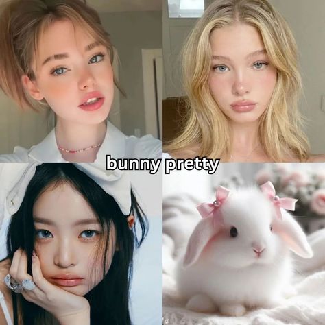 Bunny Pretty Makeup Look, Bunny Pretty Type Of Beauty, Bunny Face Type Makeup, Fox Pretty Makeup, Bunny Pretty Face, Bunny Pretty Makeup, Fox Pretty, Bunny Beauty, Bunny Pretty