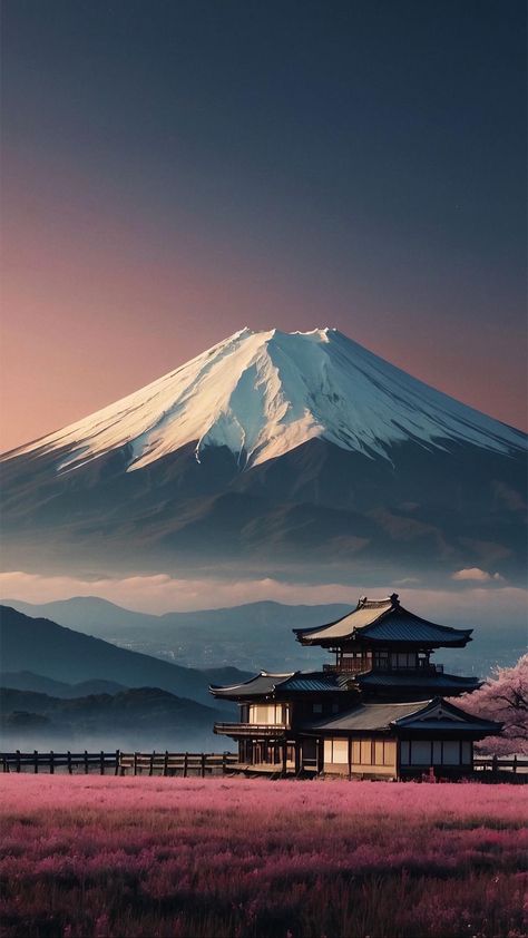 Mount Fuji Wallpaper, Chinese Houses, Japanese Wallpapers, Gunung Fuji, Red Sunrise, Photography Phone, Adventure Wallpaper, Japanese Wallpaper, Android Wallpaper Art