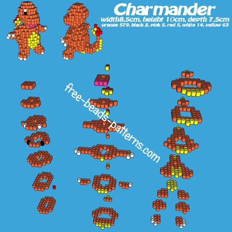 Pokemon Charmander free 3d perler beads iron beads pattern tutorial 3d Hama Beads Patterns Pokemon, 3d Perler Bead Patterns Tutorials Free, 3d Perler Bead Patterns Tutorials Easy, 3d Fuse Beads Patterns, 3d Hama Beads Patterns, 3d Perler Bead Patterns Tutorials, Iron Beads Pattern, Hama Beads Pokemon, Hama Beads 3d