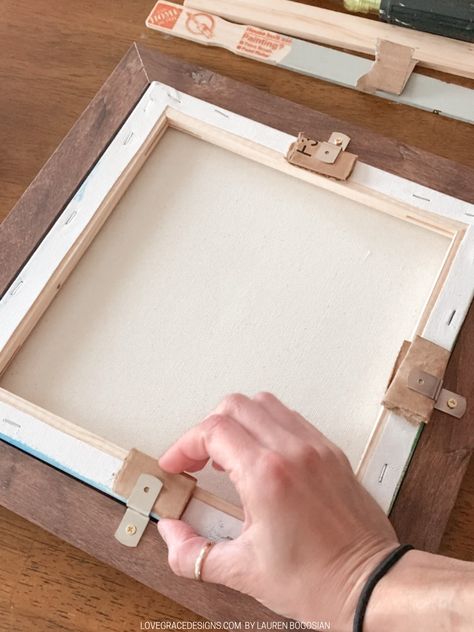 How To Frame a Canvas with a Normal Picture Frame | Love, Grace Diy Canvas Picture Frame, How To Hang Paintings On Wall, Frame A Canvas Diy, Framing A Canvas Picture, Frame Canvas Diy, Easy Frame For Canvas, Framing A Canvas Painting, How To Frame Canvas Art Easy Diy, How To Matte And Frame A Picture