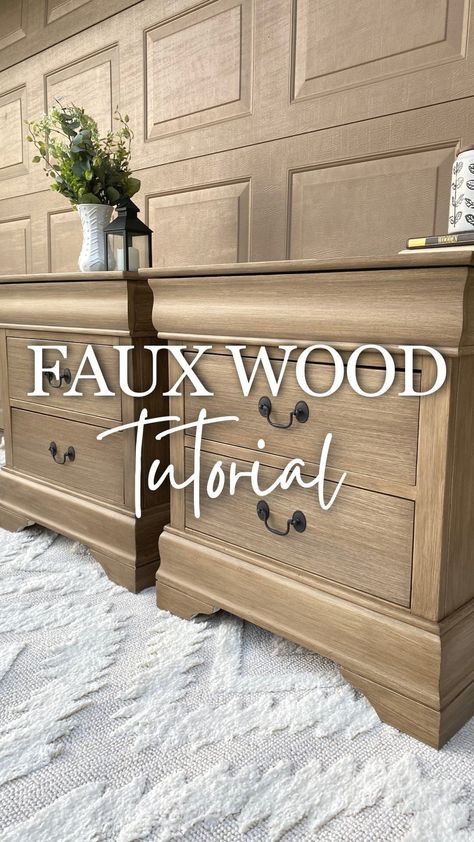 🚨Save for later! 🚨👇🏼 How to make ANY furniture (yes laminate and melamine furniture too!) look like wood: -Prep work: 1. Sand entire… | Instagram How To Make Laminate Furniture Look Like Wood, Sanding Stained Wood, Bleached Wood Look With Paint, Dresser Update Diy, Make Laminate Look Like Wood, Light Wood Painted Furniture, Paint Laminate To Look Like Wood, How To Paint Fake Wood Cabinets, How To Make Painted Furniture Look Like Wood