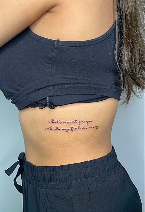 Quote Tattoos For Women Rib, Rib Saying Tattoos For Women, Leg Quote Tattoos Women, Word Rib Tattoos For Women, Rib Quote Tattoos For Women, Shoulder Word Tattoos For Women, Ribcage Tattoos For Women Quotes, Quote Tattoos For Women Placement, Women Rib Tattoos