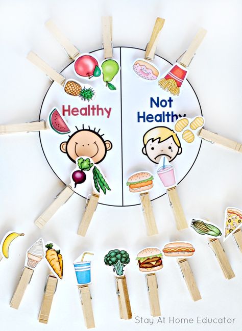 Healthy vs. Not Health Sort - 1 of 6 printable nutrition activities for preschoolers Nutrition Activities For Preschoolers, Food And Nutrition Activities, Food Activities For Toddlers, Healthy Food Activities For Preschool, Healthy Food Activities, Preschool Food, Healthy And Unhealthy Food, Nutrition Activities, Food Activities