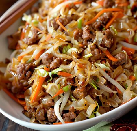 Egg Roll Casserole, Ground Pork And Cabbage, Pork And Cabbage Stir Fry, Chinese At Home, Rice Stir Fry, Pork Cabbage, Ground Beef And Cabbage, Easy Weeknight Recipes, Ground Pork Recipes