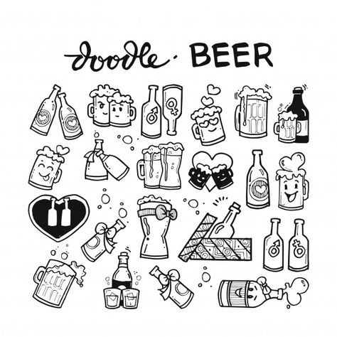 Tiny Beer Bottle Tattoo, Beer Tattoo Ideas, Beer Doodle, Beer Tattoo, Bullet Journal Goals Page, Beer Drawing, Beer Tattoos, Beer Graphic, Bottle Tattoo