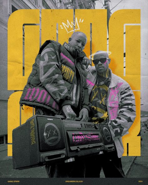 Rap Event Poster, Hip Hop Graphics, Hiphop Graphic Design, Hiphop Poster Design, Gangstarr Guru, Rap Graphic Design, Me And Gang, Hip Hop Poster Design, Rap Cover Art Design