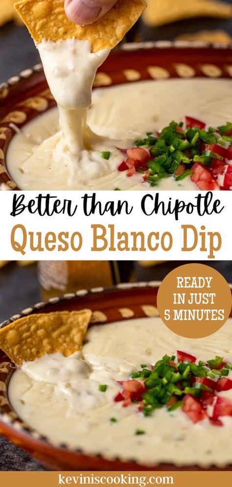 Party Queso, Queso Blanco Recipe, White Cheese Dip Recipe, Chipotle Queso, Dip Video, Queso Blanco Dip, White Cheese Dip, Types Of White, White Queso