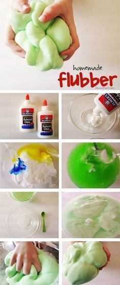 Homemade Fubber/Gak ...i found that is best to use warm/hot water for both the glue mixture and borax mixture...makes the end product a bit more stretchy and slimy without the stickiness. #Flubber #DIY Săpunuri Handmade, Silly Putty, Diy Slime, Robin Williams, Fun Craft, Kid Activities, בר מצווה, Kids Fun, Fun For Kids