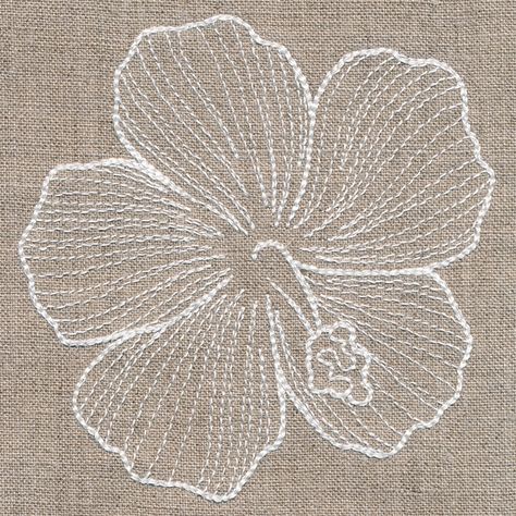 Hibiscus Embroidery Pattern, Embroidered Hibiscus Flower, Embroidery Hibiscus Flower, Hibiscus Flower Embroidery, Hibiscus Embroidery, Flower Machine Embroidery, Flower Machine Embroidery Designs, Fabric Painting Techniques, Embroidery Tips