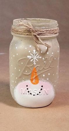 Snowman Mason Jar, Jars Ideas, Mason Jar Candle Holders, Jar Projects, Mason Jar Projects, Mason Jar Ideas, Christmas Mason Jars, Mason Jar Gifts, Jar Ideas